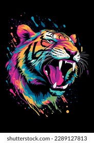 Ilustración colorida brillante de un tigre