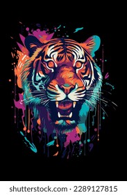 Bright colourful illustration of a tiger