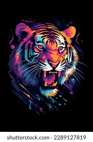 Bright colourful illustration of a tiger