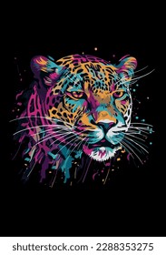 Bright colourful leopard on a dark background