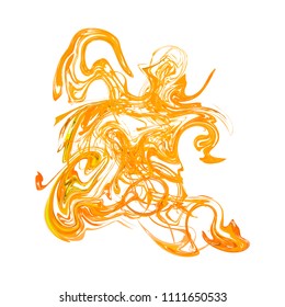 Bright colourful orange paint splash isolated on white