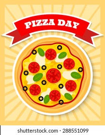 Bright Colourful Poster Template Pizza Day Stock Vector (Royalty Free ...