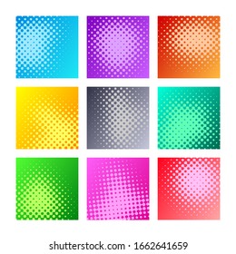 Bright colourful vector abstract halftone effect texture collection