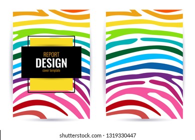 Bright colourful vertical abstract background for cover. Black paper on top of rainbow stripes with space for text. Modern background for design flyer or banner. Vector illustration.