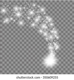 A bright comet with . Falling Star. Glow light effect. Vector illustration