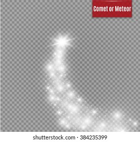 A bright comet with . Falling Star. Glow light effect. Vector illustration