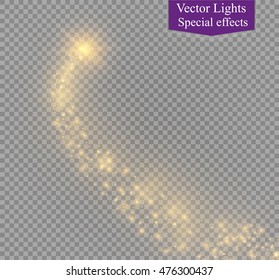 A bright comet with large dust. Falling Star. Glow light effect. Vector illustration