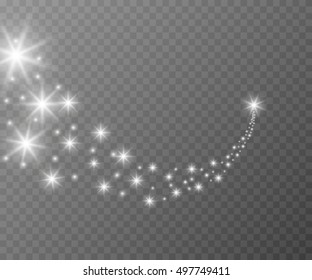 A bright comet with large dust. Falling Star. Glow light effect. Vector illustration