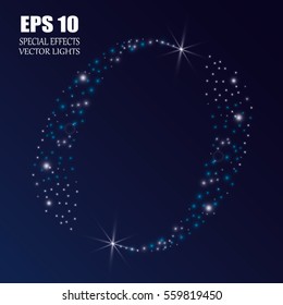A bright comet with large dust. Falling Star. Glow light effect. Vector illustration