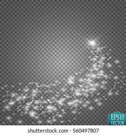 A bright comet with large dust. Falling Star. Glow light effect. Vector illustration
