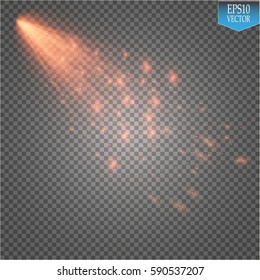A bright comet with large dust and gas trails isolated. Vector Illustration.
