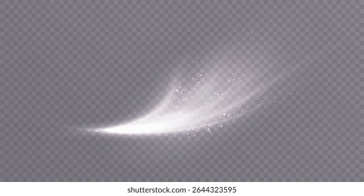Fluxo de luz de cometa brilhante com brilho suave e partículas brilhantes. Vetor de efeito de luz