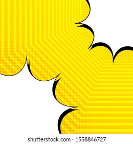 Bright comic confrontation concept with white speech bubbles in different corners of composition linear and halftone yellow background. Vector illustration