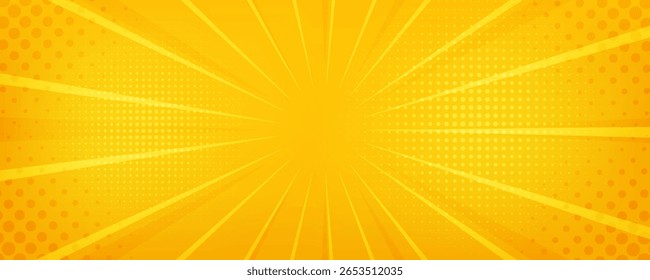 Bright Comic Style Yellow Sunburst Background