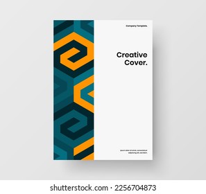 Bright company cover design vector layout. Multicolored mosaic shapes corporate identity illustration.