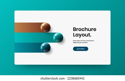 Bright company identity design vector illustration. Multicolored realistic spheres catalog cover template.