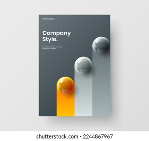 Bright company identity design vector template. Fresh realistic balls catalog cover concept.