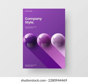 Diseño vectorial de diseño de identidad de empresa brillante. Impresionante plantilla de folletos corporativos de bolas realistas.