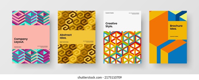 Bright company identity vector design concept bundle. Premium mosaic tiles corporate cover template collection.
