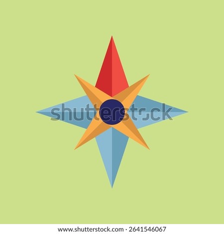 Bright compass icon,  map navigation, or route-planning interfaces.