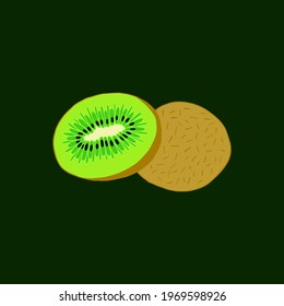 Bright composition with kiwi fruits. Vector drawing.