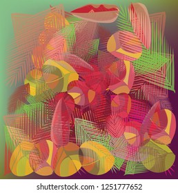 Bright composition of tropical leaves