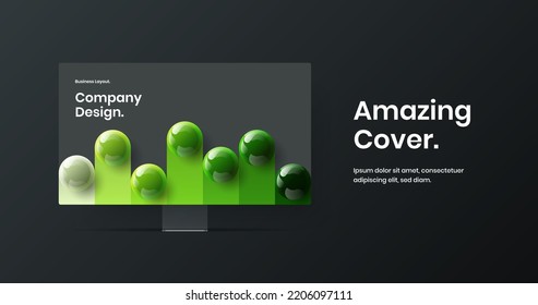 Bright computer display mockup landing page illustration. Amazing banner design vector concept.