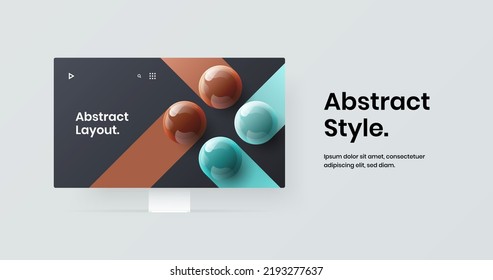 El concepto de presentación de simulación de un ordenador brillante. Resumen de la plantilla de diseño vectorial de proyecto web.