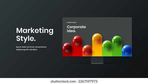 Bright computer display mockup site concept. Minimalistic web banner vector design template.