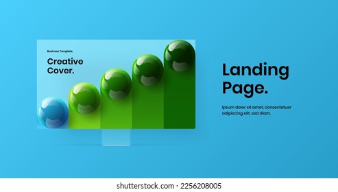 Bright computer display mockup website layout. Abstract landing page design vector template.