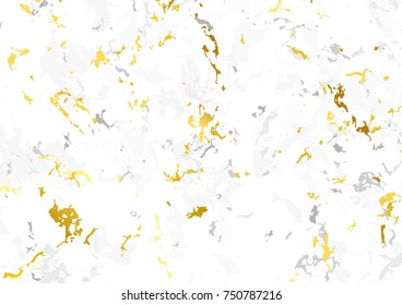 Bright computer generated abstract natural marble golden texture. Grey over white stone floor surface stain pattern. Vector illustration