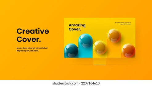 Bright computer monitor mockup landing page illustration. Minimalistic presentation vector design template.