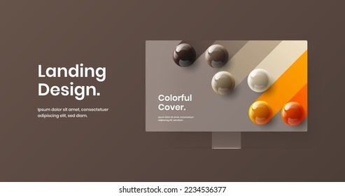 Bright computer monitor mockup site layout. Amazing web banner design vector concept.