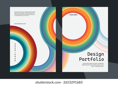 Bright concentric rainbow rings on clean background generate a cheerful and creative visual experience.