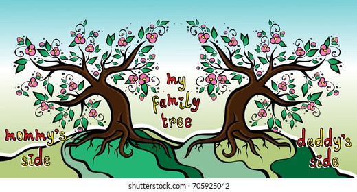 A bright concept for a child the family tree. Vector image