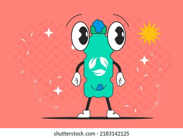 Bright concept on the theme of ecology. Trendy Traditional Cartoon. Vector illustration.