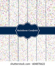 Bright confetti background. Rainbow confetti. Surface with colored particles. Ideal for website backgrounds, flyers, brochures, banners, badges, posters etc