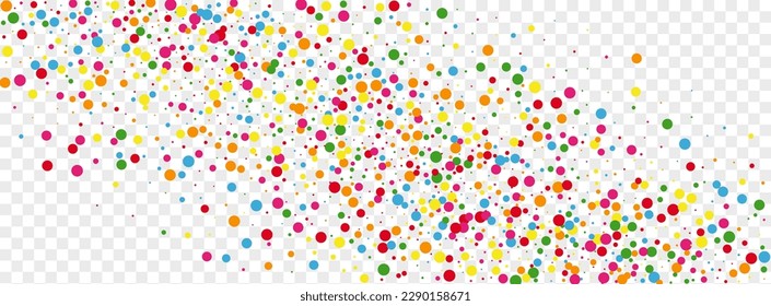 Bright Confetti Background Transparent Vector. Polka Happiness Illustration. Rainbow Christmas. Colorful Dot Top. Circle Graphic Design.