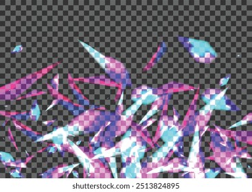 Bright Confetti Background Transparent Vector. Spark Brilliant Design. Shine Flash Card. Pink Beautiful. Particle Dark Wallpaper.