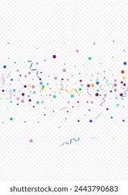 Bright Confetti Christmas Vector Panoramic Transparent Background. Fun Circles Branch. Ribbon Festive Plant. Variegated Celebration Invitation.