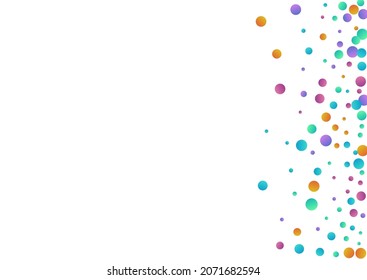 Bright Confetti Fun Vector  White Background. Celebrate Circle Pattern. Top Shine Backdrop. Color Splash Transparent Background.