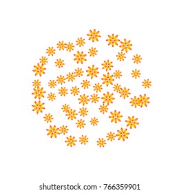 Bright Confetti with gentle flowers, bright colorful background, cute and fun decoration. Floral pattern. Vector illustration for celebration, party, carnival, festive holiday, party and Your project.