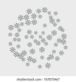 Bright Confetti with gentle flowers, bright colorful background, cute and fun decoration. Floral pattern. Vector illustration for celebration, party, carnival, festive holiday, party and Your project.