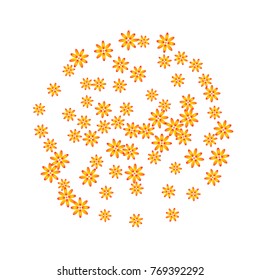 Bright Confetti with gentle flowers, bright colorful background, cute and fun decoration. Floral pattern. Vector illustration for celebration, party, carnival, festive holiday, party and Your project.