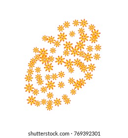 Bright Confetti with gentle flowers, bright colorful background, cute and fun decoration. Floral pattern. Vector illustration for celebration, party, carnival, festive holiday, party and Your project.