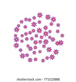 Bright Confetti with gentle flowers, bright colorful background, cute and fun decoration. Floral pattern. Vector illustration for celebration, party, carnival, festive holiday, party and Your project.