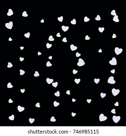 Bright Confetti with gentle Hearts, bright colorful background, cute and fun decoration. Black background Vector illustration for celebration, party, holiday, children party and Your project.