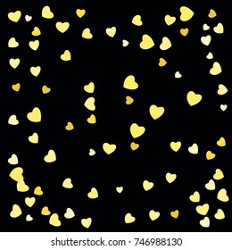 Bright Confetti with gentle Hearts, bright colorful background, cute and fun decoration. Black background Vector illustration for celebration, party, holiday, children party and Your project.