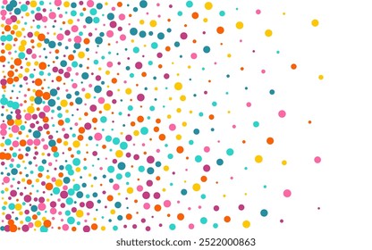 Bright Confetti Happy Vector White Background. Top Rain Texture. Celebration Round Banner. Rainbow Circle Carnaval Design.