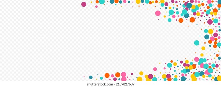Bright Confetti Independence Vector Panoramic Transparent Background. Carnival Rain Texture. FallingFestive Dust Background. Color Circle Invitation Design.